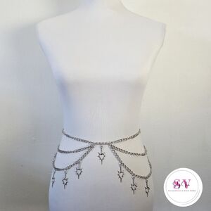 Silver Thorn Heart Chain Belt